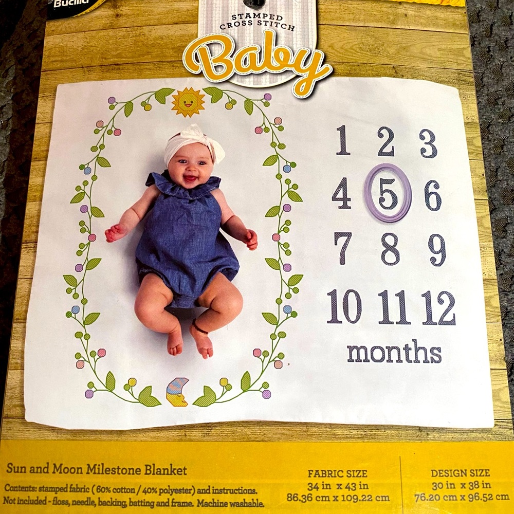 Cross Stitch Baby Milestone Blanket